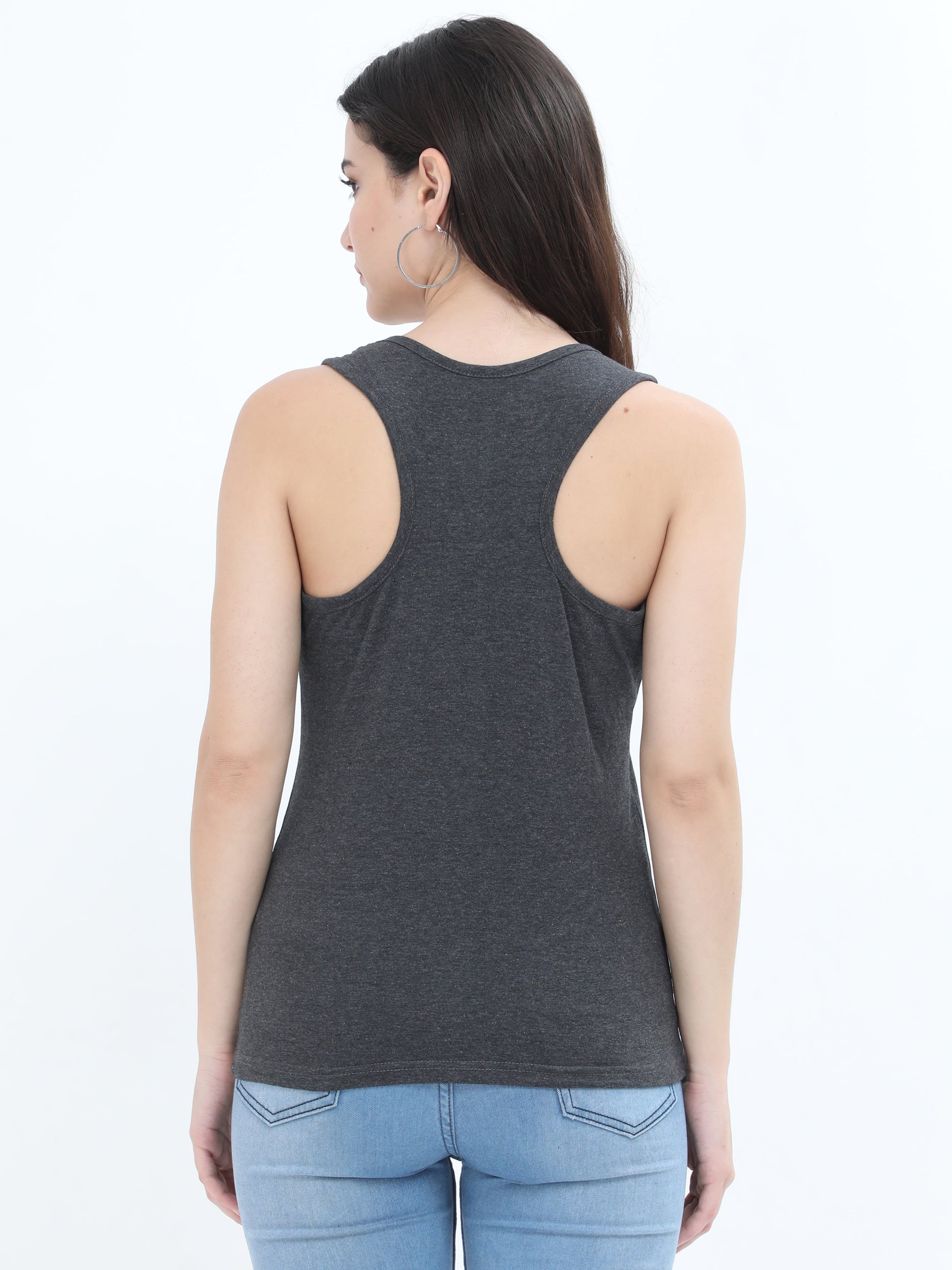 Charcoal Melange Tank Top back