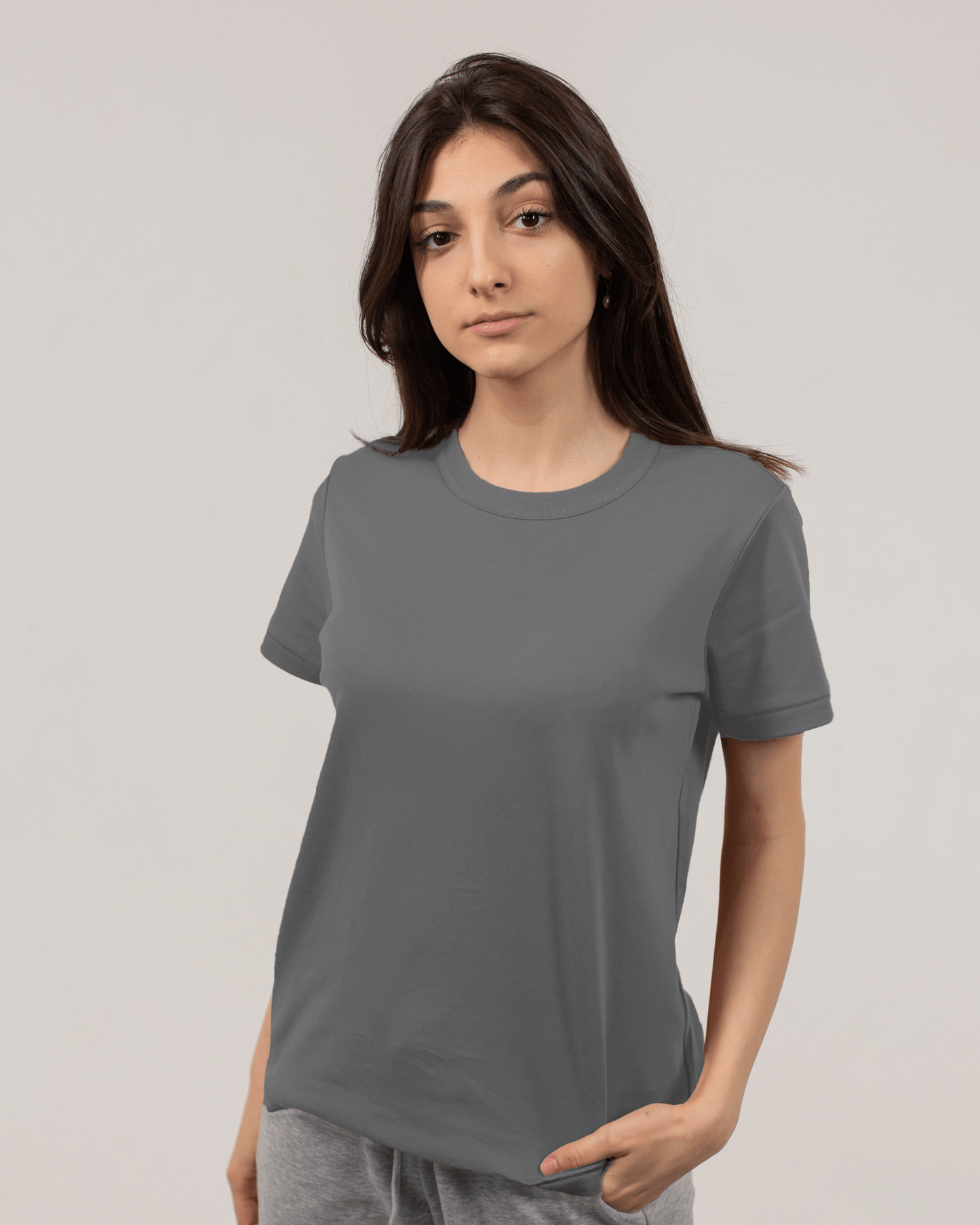 Charcoal Melange Classic T-shirt for women