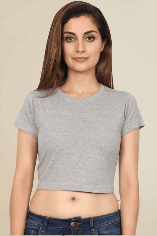 Grey Melange Crop Top