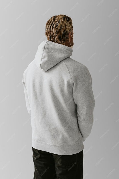 Grey Melange Cotton Hoodie for Men